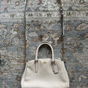 Coach Ivory Leather Satchel with Gold Accents